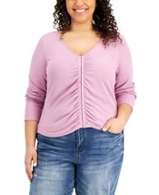 Hippie Rose Womens Trendy Plus Size Ruched Hook-and-Eye-Front Top,1X - £29.57 GBP