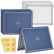 24-Pack Navy Blue Certificate Holders With 8.5X11 Certificate Paper, Gol... - £33.80 GBP