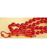 Prayer Beads Tesbih Cherry Red Turkish Amber Catalin Superior Carving Co... - $190.08