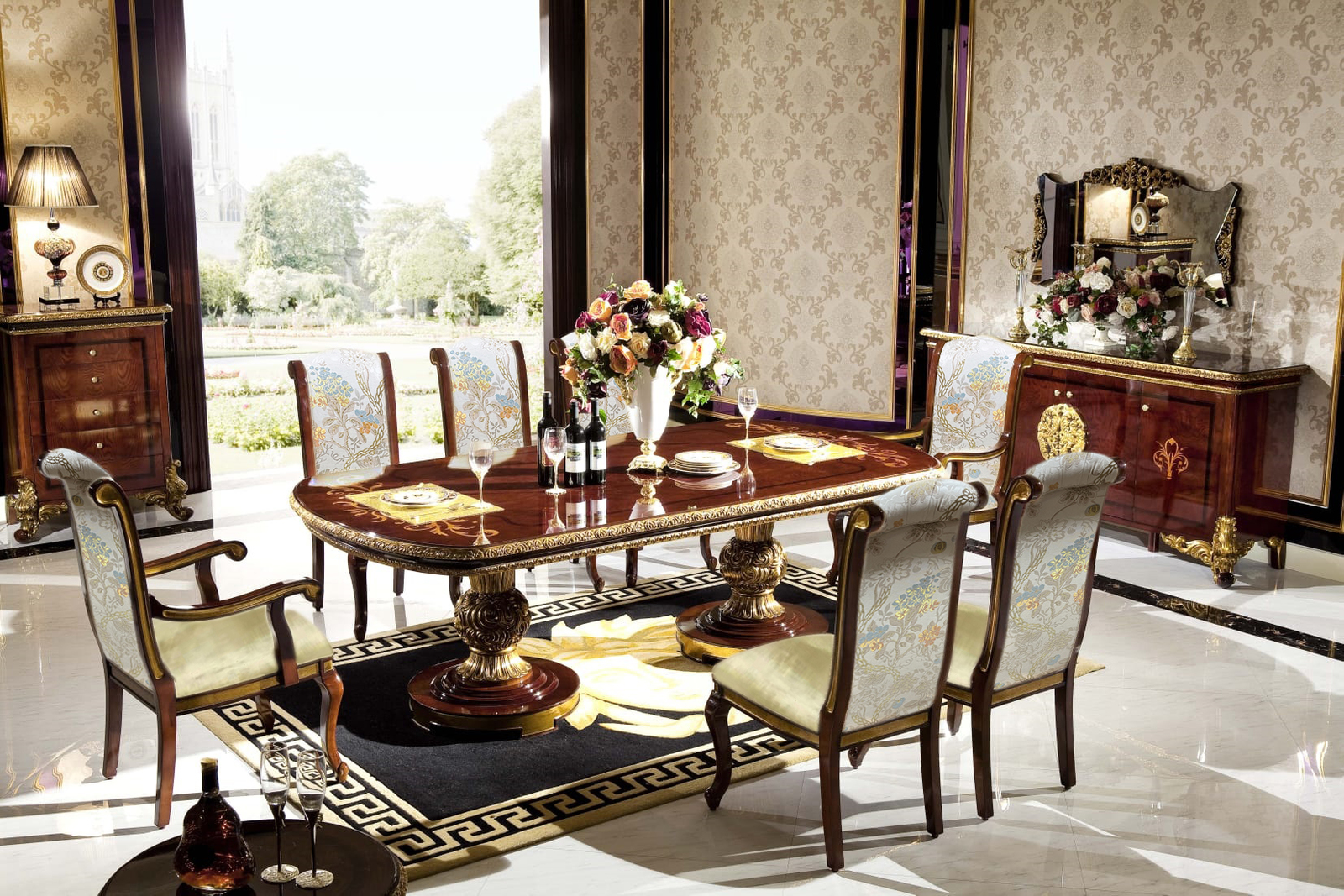Luxurious E-63 9-Piece Carved Dining Set – Ornate European Elegance - $9,465.00