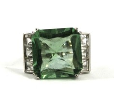 VINTAGE Sterling Silver, Green, and Clear Quartz Ring - £76.55 GBP