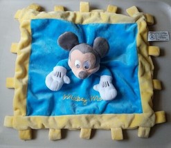 Disney Mickey Mouse Baby Security Blanket Blue Yellow Stuffed Animal Plush Toy ! - £8.69 GBP