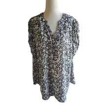 Torrid Harper Blouse Womens Size 0 Black White Floral Shirt Top Flowy Shirred - £15.70 GBP