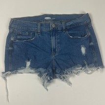Old Navy Boyfriend Cut Off Womens Denim Shorts Size 8 Blue Stretch Mediu... - $18.99
