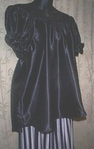 BLACK SATIN Renaissance PIRATE CHEMISE CIVIL WAR blouse - £27.73 GBP