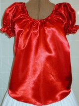RED SATIN Renaissance PIRATE CHEMISE CIVIL WAR blouse - £28.52 GBP