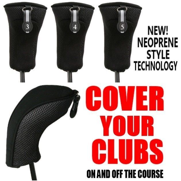 Primary image for Nuovo Spesso Ibrida Nero Cover per Testina 3 4 5 Set Callaway Golf Club Mazze