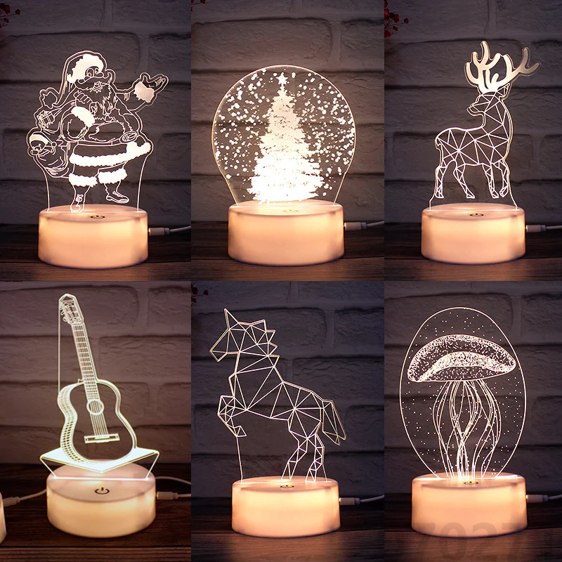 Romantic Love 3D Lamp Acrylic Led Night Lights Children&#39;s Table Lamp Chr... - $15.37+