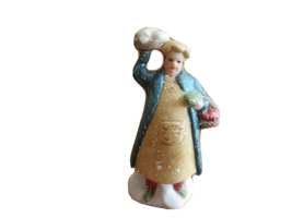 Speckled  Christmas Village Figurine Man Cook Basket Food 2.5&quot; Dept 56 H... - $9.43