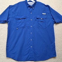Columbia PFG Mens Shirt XLT Vented Button Down Short Sleeve Solid Blue F... - $14.52