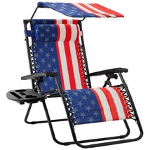 USA American Flag Zero Gravity Reclining Patio Lounge Chair with Canopy - $171.49