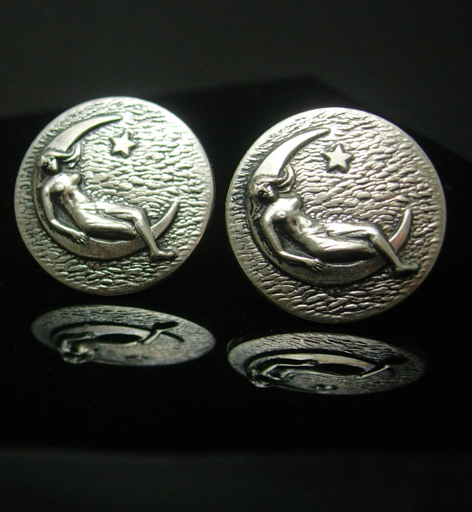 Primary image for I Promise the Moon & stars Cufflinks art nouveau mystical silver art deco goddes