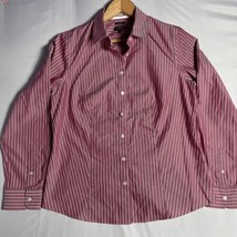TALBOTS Top Womens 8 Petite Button Up Long Sleeve Shirt Long Sleeve Stri... - $9.88