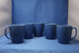 Corelle Set of Five Light Blue Stoneware Coffee Tea Cups Mugs Solid Blue - £12.35 GBP