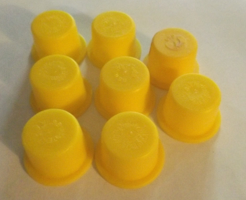 9 Clear &amp; Yellow Plastic Stoppers Plugs - S.S. White 634 - 14/16&quot; - $3.75