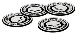 HARLEY DAVIDSON WILLIE G SKULL LOGO 4 RUBBER COASTER SET - £15.76 GBP