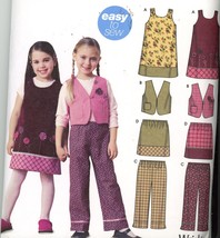 Girls Jumper, Vest Pants and Pull on Skirt Simplicity 5489 Sz 3-8 UNCUT - $4.00