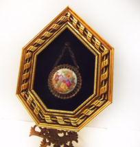 Glass Victorian plaque Picture framed Porcelain cameo Victorian Bisque Romantic  - £98.86 GBP