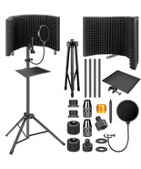 Microphone Isolation Shield With Pop Filter &amp; Tripod Stand, Foldable Mic... - £90.15 GBP