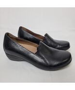 Dansko Shoes Womens 37 US 6 Farah Loafers Clogs Black Leather Career Wedge - $487.16 MXN