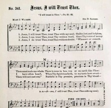 1883 Gospel Hymn Jesus I Trust Thee Sheet Music Victorian Religious ADBN1hhh - £11.78 GBP