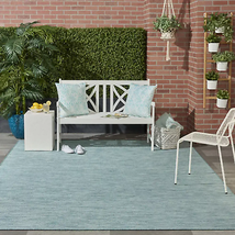 Nourison Solid Aqua Blue Indoor/Outdoor Rug - 8X10 Feet - $161.95