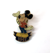 Vintage 1988 Disney Gold Tone Metal Pin Enamel Mickey Mouse 1947 Anniversary - $20.00