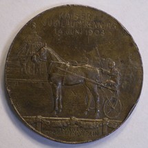 1908 KAISER WIENER TRABRENN VEREIN HORSE RACE MEDAL VIENNA AUSTRIA TROTT... - $144.93