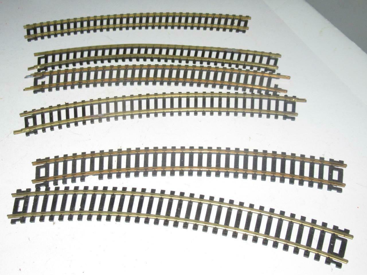 HO TRACK-  SIX BRASS 18&quot; RADIUS CURVED TRACK SECTIONS - AHM - GOOD - B1A - $2.56