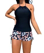 Trendy TRON Women's High Waist Bikini Set, Halter Top with Removable Padding, Bl - $29.39
