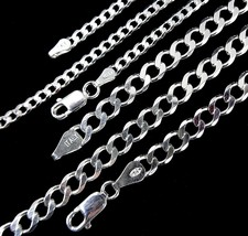 3MM or 4.5MM Solid 925 Sterling Silver Italian CUBAN CURB Chain Necklace Italy  - £15.23 GBP+