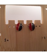 Vintage Enamel Red and Black Round Stud Earrings - $421.20 MXN