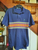 Polo Ralph Lauren Navy MultiColor Southwest Aztec Design Polo Shirt Men&#39;s L - £23.70 GBP