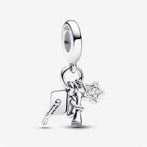 S925 Sterling Silver Graduation Triple Dangle Charm,Fit Pandora bracelet - $13.99