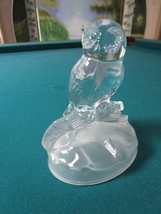 CRIS D&#39;Arques Crystal Owl Figurine Paperweight 5 1/2&quot; ON Frosted Base Fr... - $123.47