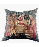 Belgian Tapestry Pillow The Wine Press III Medieval Grape Harvest 18x18&quot; - $82.30 CAD