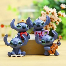 Disney  Lilo &amp; Stitch Set Of 4  1&quot; Birthday Cake Topper Figurines Set - £7.84 GBP