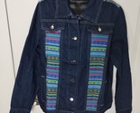 New NWOT Tantrums Button Up Jacket Women Medium Blue Southwest 100% Cott... - £15.56 GBP