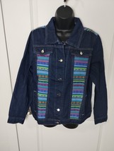 New NWOT Tantrums Button Up Jacket Women Medium Blue Southwest 100% Cott... - £15.54 GBP