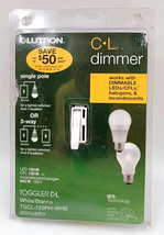 Lutron Toggler Single-pole 3-way LED Toggle Light Dimmer Switch White - £15.22 GBP