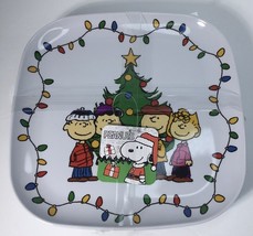 4 Dinner PlatesPeanuts Gang Merry Christmas Snoopy Charlie Brown Melamin... - $35.59