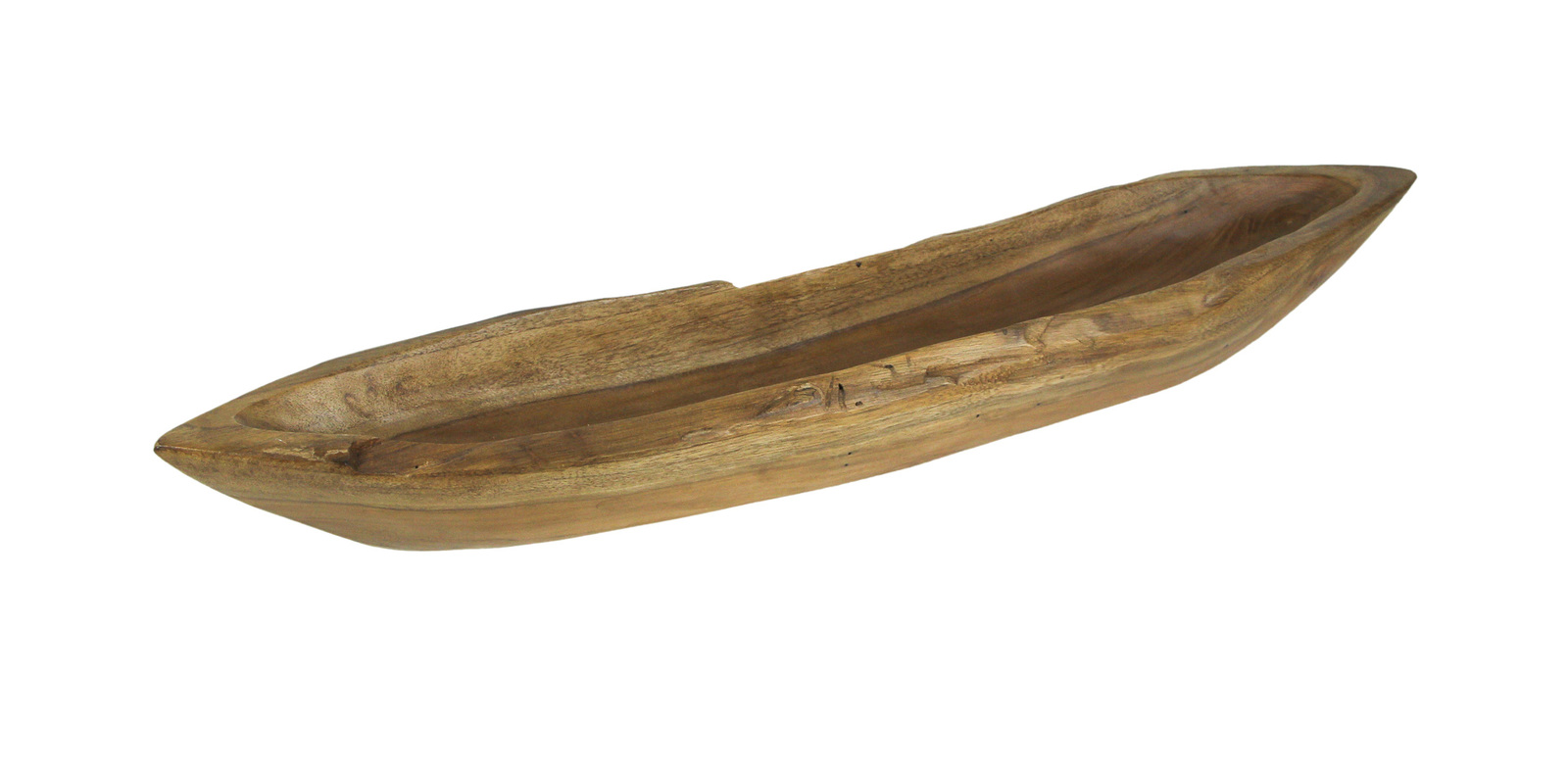 Scratch & Dent Handmade Teak Wood Decorative Centerpiece Bowl 31 Inches Long - £38.91 GBP