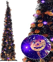 Pop up Christmas Tree for Halloween Decoration 5FT Pre-lit Mini Hallowee... - $19.34