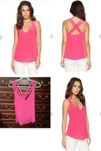 RORY BECA 100% SILK SLEEVELESS V-NECK TANK TOP WOMEN M $170 FUCHSIA HOT ... - $39.55