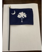 New South Carolina State Mini Desk Flag - Black Wood Stick Gold Top 4” X 6” - $8.00