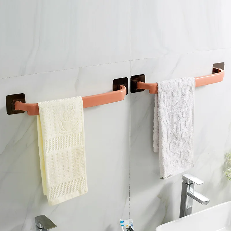 House Home Adhesive Towel Rack Bathroom Towel Bar Shelf Wall Mounted Tow... - £19.66 GBP