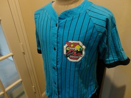 Vtg 90&#39;s Sewn Blue Pinstripe Extreme Control Baseball Jersey Fits Adult L Rare - £28.84 GBP