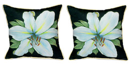 Pair of Betsy Drake Casablanca Lily Large Pillows 18 Inchx18 Inch - £71.21 GBP