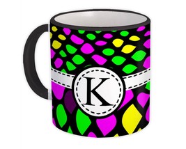 Monogram Letter K : Gift Mug Neon Snake Initial ABC Alphabet Animal CG7830K - £12.70 GBP