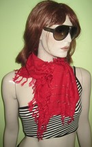 WOMEN&#39;S Ladies RED Sparkle Pattern Striped Fashion Tassel SCARF Wrap  - $19.99